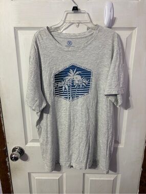 Hurley Heather Gray Tee with Navy Palm Graphic